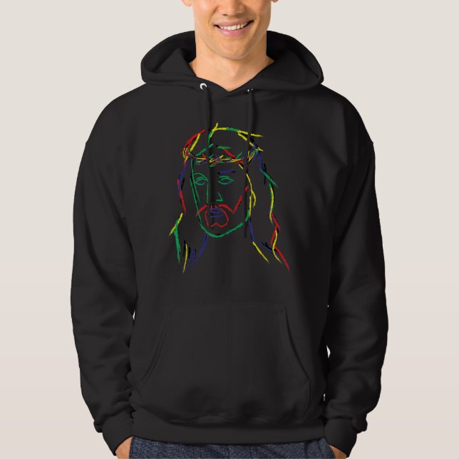 Abstract Jesus Graphic Image Cool Fun Piece T-Shir Hoodie (Front)