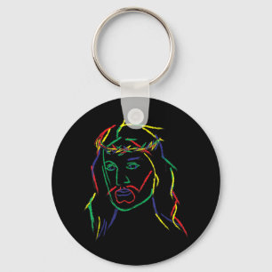 Abstract Jesus Graphic Image Cool Fun Piece T-Shir Keychain