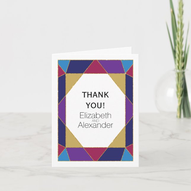 Abstract jewel gemstone modern wedding Thank You (Front)