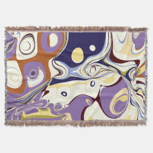 Abstract Jewel Tone Marbled Aura Throw Blanket