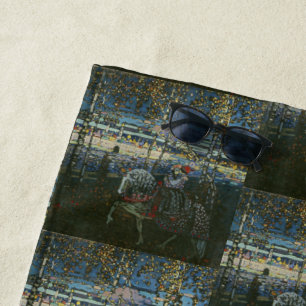 Abstract Journey,Couple on Horseback by Kandinsky Beach Towel