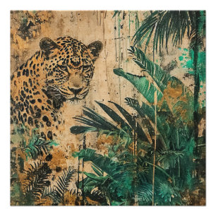 Abstract Jungle Cat  Landscape Poster