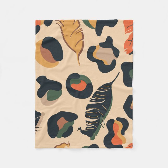 Abstract jungle seamless pattern,wild animal backg fleece blanket (Front)