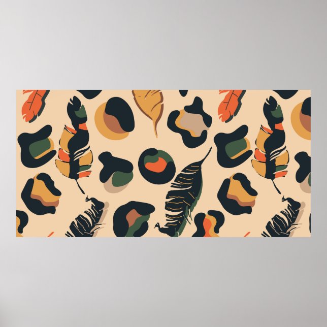 Abstract jungle seamless pattern,wild animal backg poster (Front)