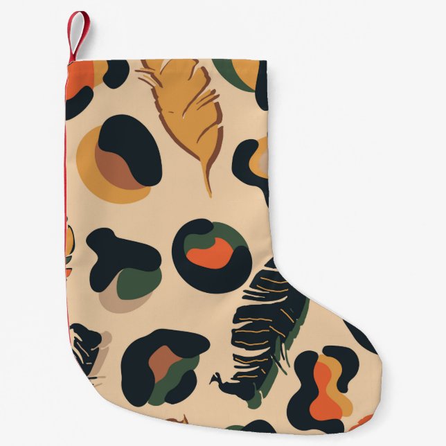 Abstract jungle seamless pattern,wild animal backg small christmas stocking (Front)