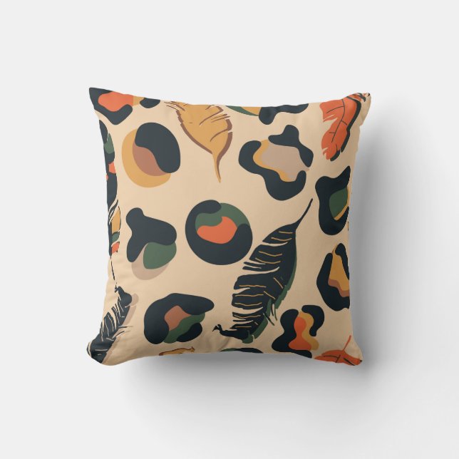 Abstract jungle seamless pattern,wild animal backg throw pillow (Front)