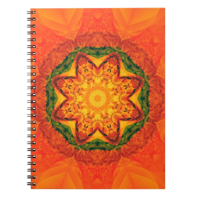 Abstract kaleidoscope orange background. Beautiful Notebook (Front)