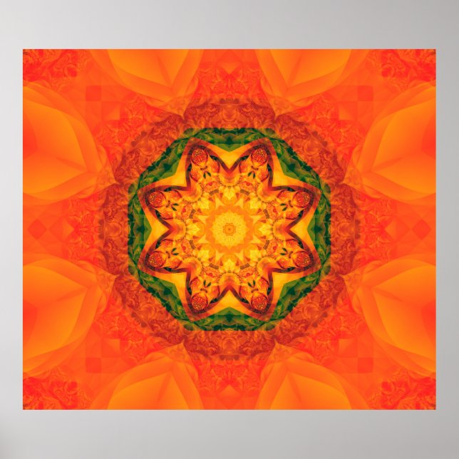 Abstract kaleidoscope orange background. Beautiful Poster (Front)