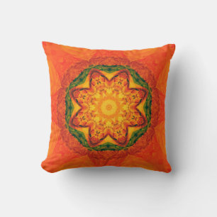 Abstract kaleidoscope orange background. Beautiful Throw Pillow