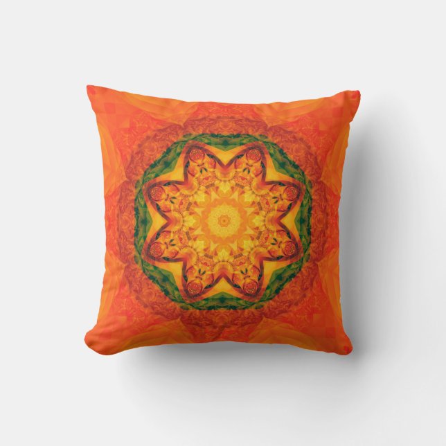Abstract kaleidoscope orange background. Beautiful Throw Pillow (Front)