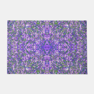 Abstract Kaleidoscope Pattern in Green and Purple Doormat