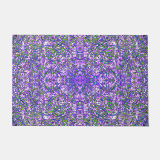 Abstract Kaleidoscope Pattern in Green and Purple Doormat