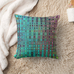 Abstract Kaleidoscopic Aqua Retro Boomerang Waves Throw Pillow