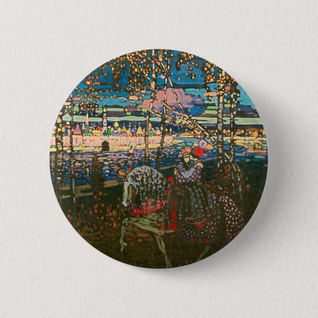 Abstract Kandinsky Riding Couple Colourful 2 Inch Round Button (Front)