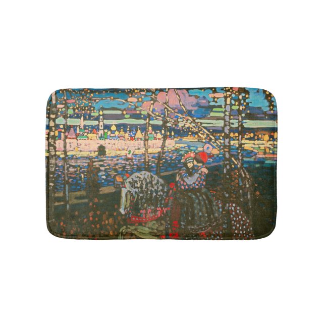 Abstract Kandinsky Riding Couple Colourful Bath Mat (Front)