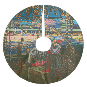 Abstract Kandinsky Riding Couple Colourful Brushed Polyester Tree Skirt