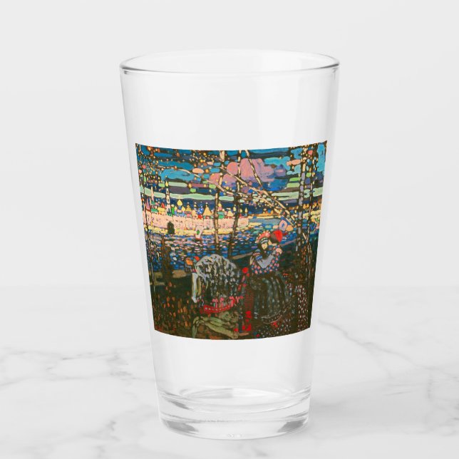 Abstract Kandinsky Riding Couple Colourful Glass (Front)