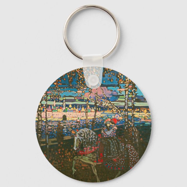 Abstract Kandinsky Riding Couple Colourful Keychain (Front)