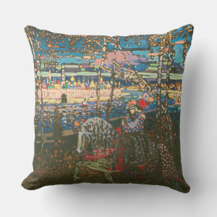 Abstract Kandinsky Riding Couple Colourful Outdoor Pillow
