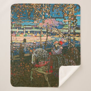 Abstract Kandinsky Riding Couple Colourful Sherpa Blanket