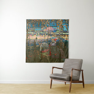Abstract Kandinsky Riding Couple Colourful Tapestry