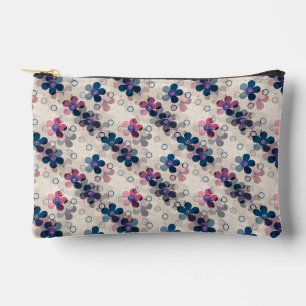 Abstract kids cute cartoon flowers floral retro de accessory pouch