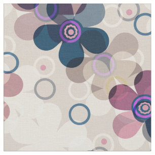 Abstract kids cute cartoon flowers floral retro de fabric
