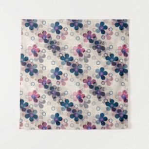 Abstract kids cute cartoon flowers floral retro de tapestry