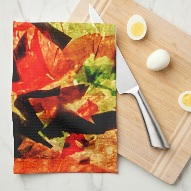 Abstract Kitchen Towels,Orange towel (Quarter Fold)