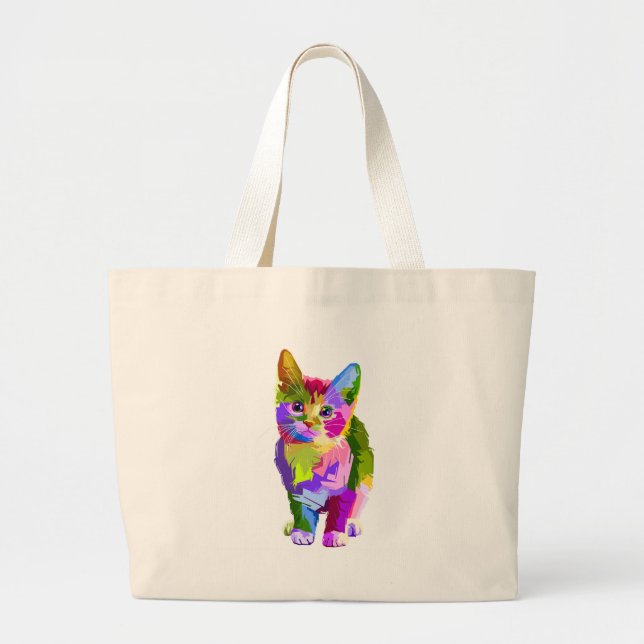 Abstract Kitten  - Customize your own Large Tote Bag (Front)