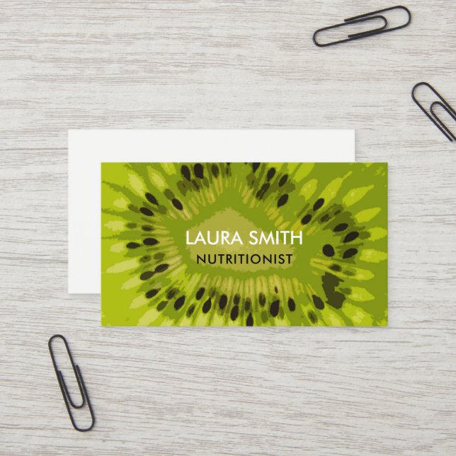 Abstract Kiwi Fruit Business Card - Nutritionists (Front/Back In Situ)
