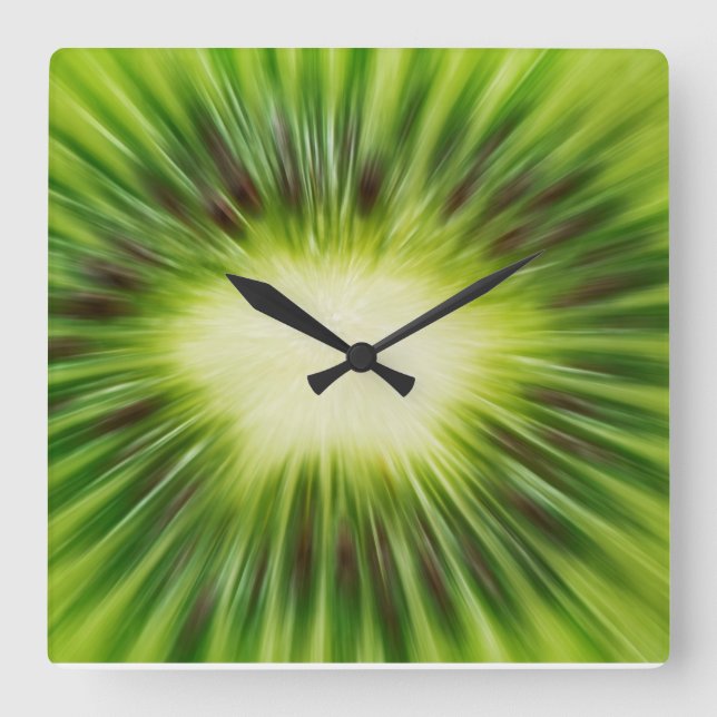 Abstract Kiwi Square Wall Clock (Front)