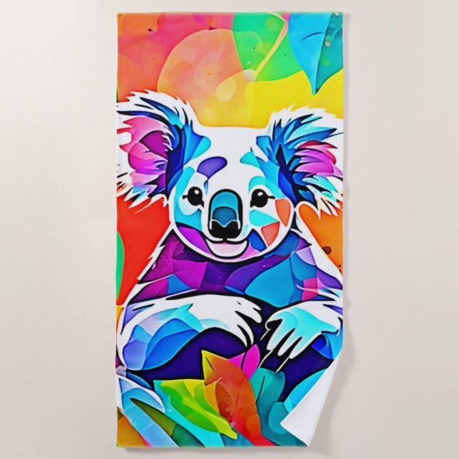Abstract Koala Design Beach Towel (Front)