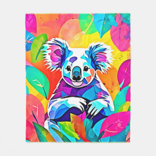 Abstract Koala Design Fleece Blanket