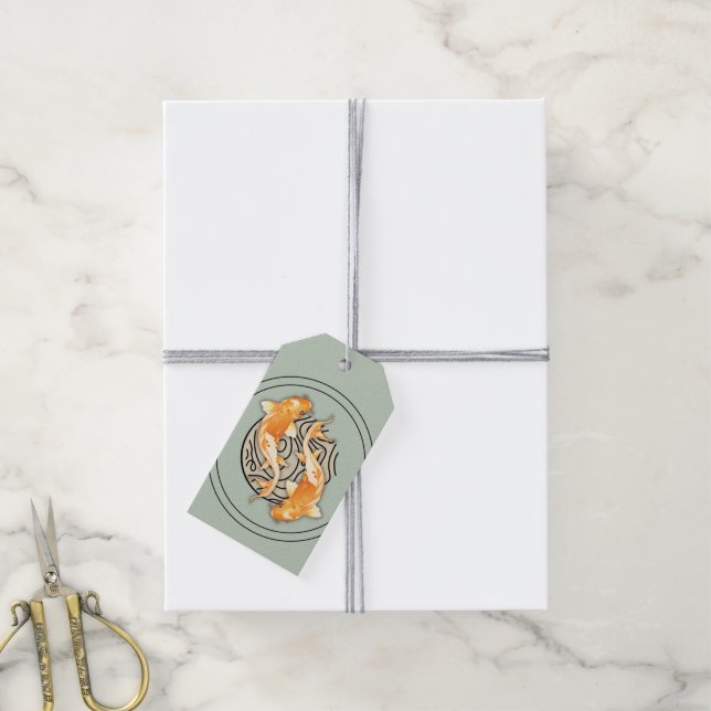 Abstract Koi Artistic Gift Tag (With Twine)