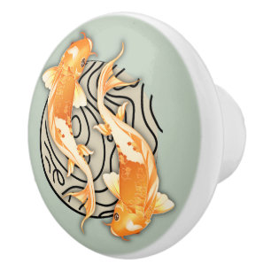 Abstract Koi Round Ceramic Knob