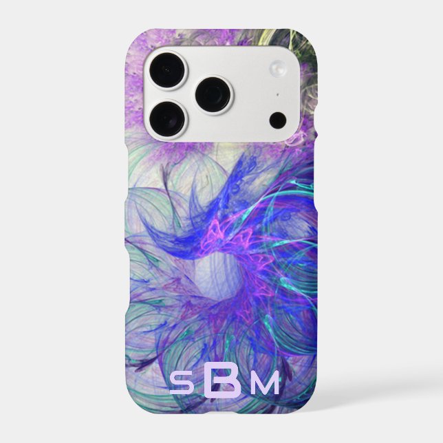 Abstract Lacy Flowers Purple Blue Art Custom (Back)