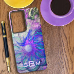 Abstract Lacy Flowers Purple Blue Art Custom Samsung Galaxy Case<br><div class="desc">This design features a delicate lacy fractal digital art flower design of purples, blues and greens. Personalize or delete each initial letter template or edit using the design tool to select a font style, size, and colour you prefer. You can also add this design to other phone brand cases or...</div>