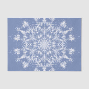 Abstract Lacy Fractal Snowflake on Blue Background Tissue Paper