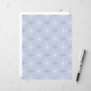 Abstract Lacy Fractal Snowflake Pattern on Blue