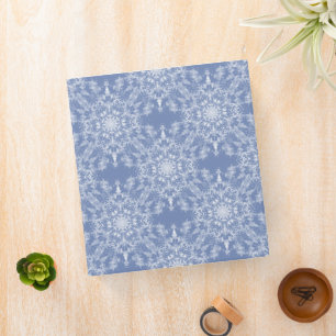 Abstract Lacy Fractal Snowflake Pattern on Blue Binder