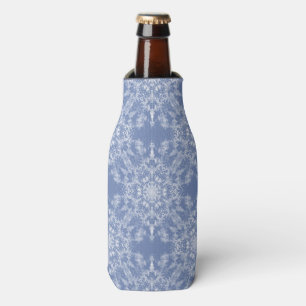 Abstract Lacy Fractal Snowflake Pattern on Blue Bottle Cooler