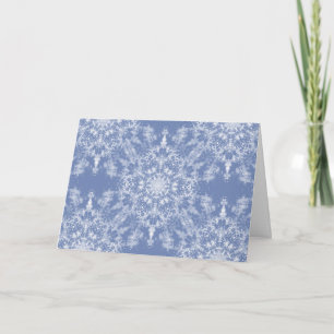 Abstract Lacy Fractal Snowflake Pattern on Blue Card