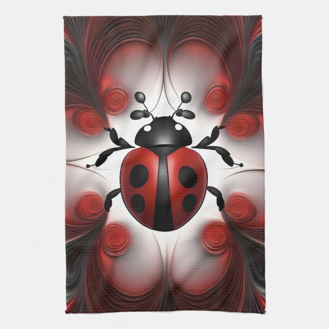 Abstract Ladybird Art Design, Kitchen Towel (Vertical)