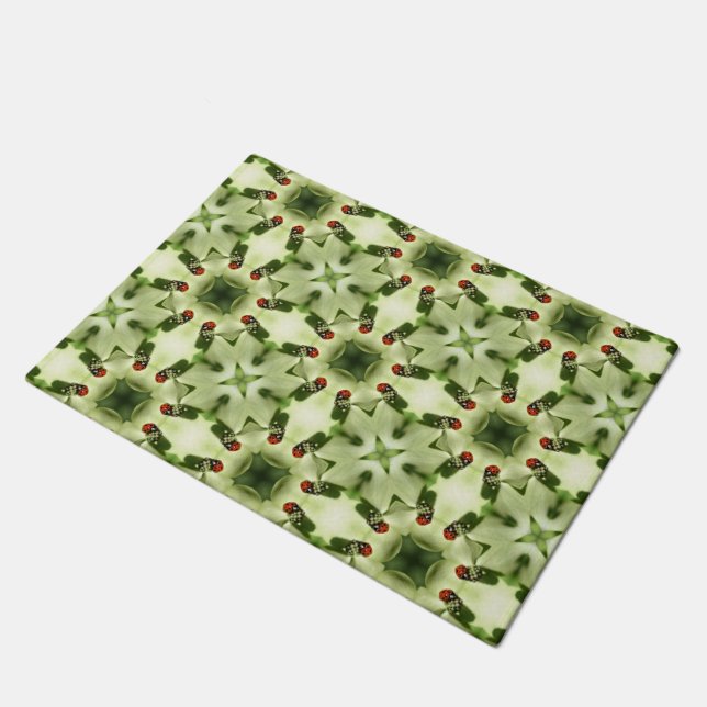 Abstract Ladybug On Dogwood Nature Kaleidoscope Doormat (Angled)