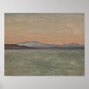 Abstract Lake and Mountains Horizon Art Print