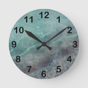 Abstract Lake Michigan Wave on Beach Round Clock