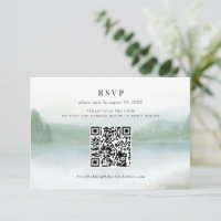 Abstract Lake Trees Watercolor Wedding QR Code