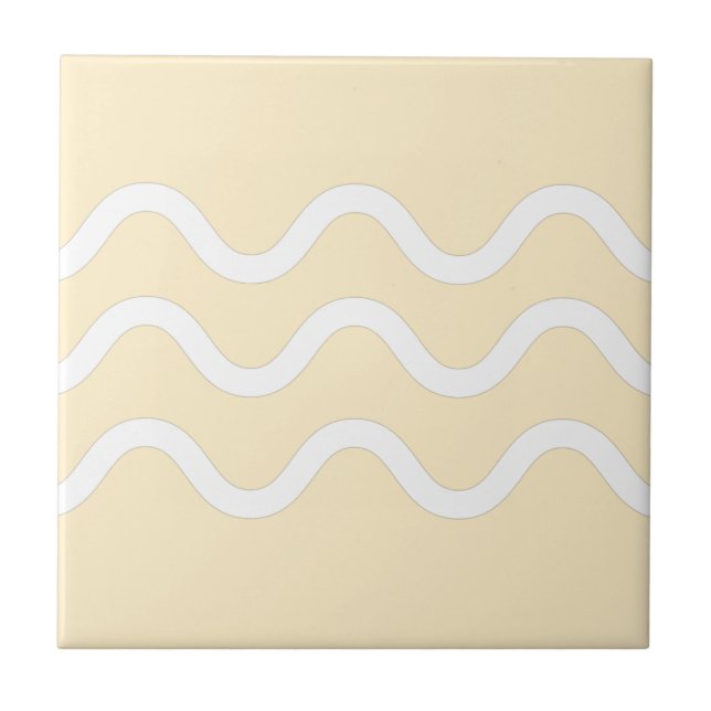 Abstract Lake Waves Beige and White Tile (Front)
