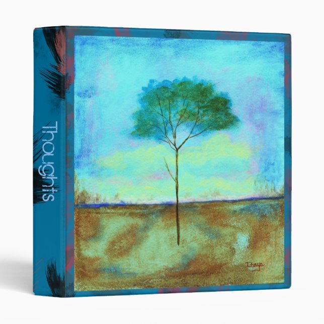 Abstract Landscape Art Lone Skinny Tree Painting Binder (Front/Spine)